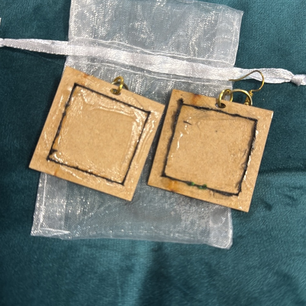 Handmade Sunflower Embroidered Earrings - Picture 2 of 2